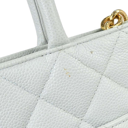Chanel 2002-2003 Light Blue Caviar Skin Medallion Tote Handbag