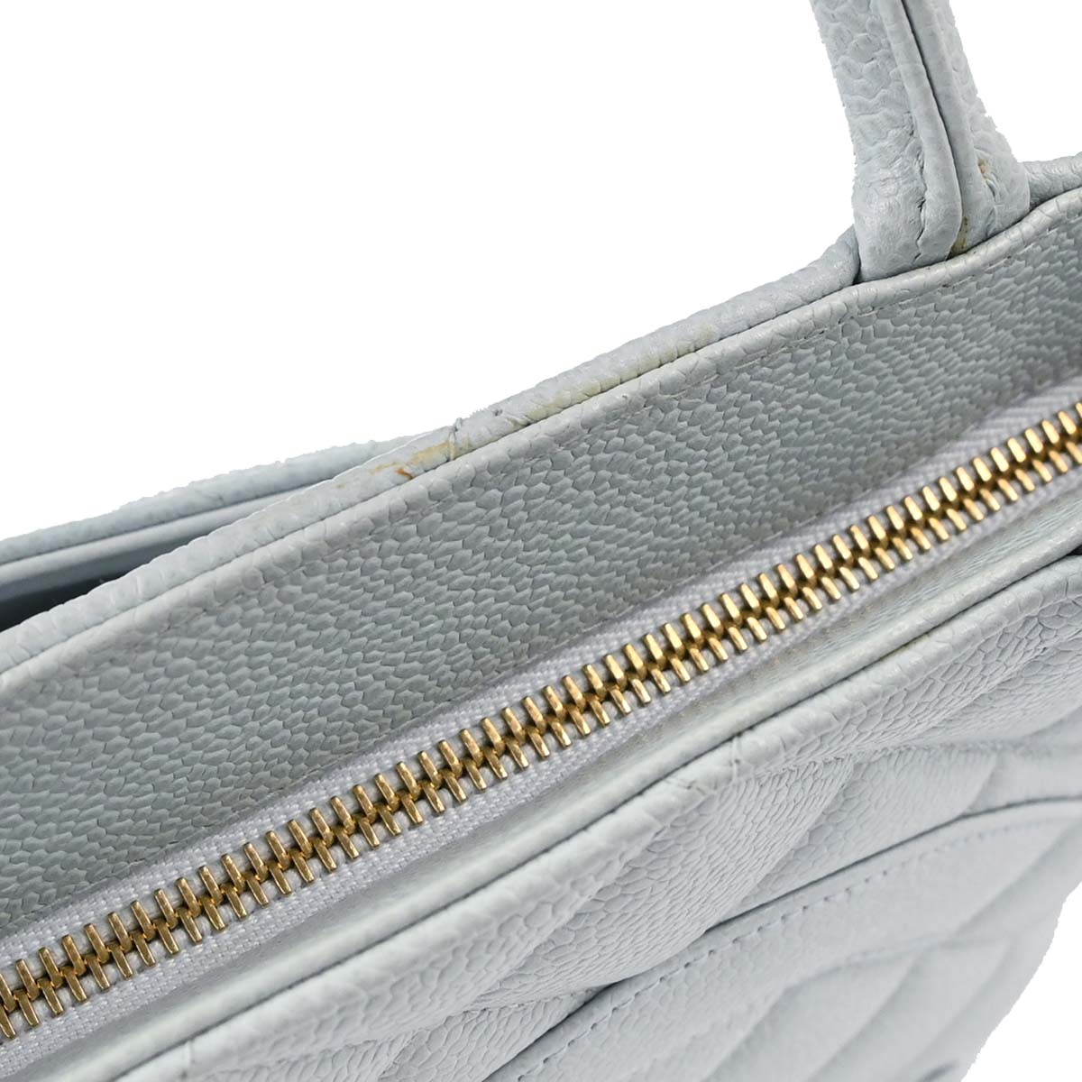Chanel 2002-2003 Light Blue Caviar Skin Medallion Tote Handbag
