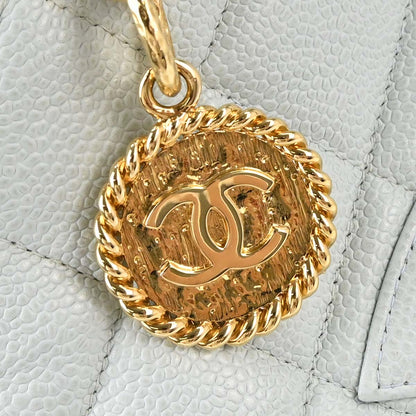 Chanel 2002-2003 Light Blue Caviar Skin Medallion Tote Handbag