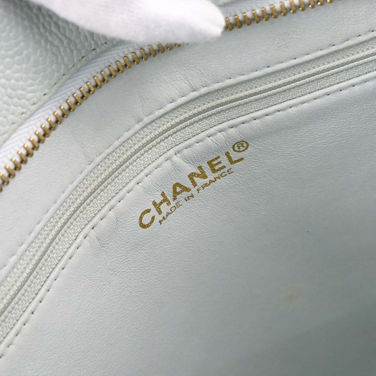 Chanel 2002-2003 Light Blue Caviar Skin Medallion Tote Handbag