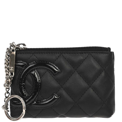 Chanel 2012 Black Calfskin Cambon Coin Purse Wallet