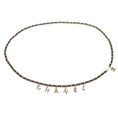 Chanel Logo Chain Belt Gold Black 05V Small Good