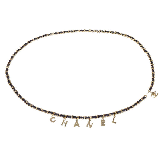 Chanel Logo Chain Belt Gold Black 05V Small Good