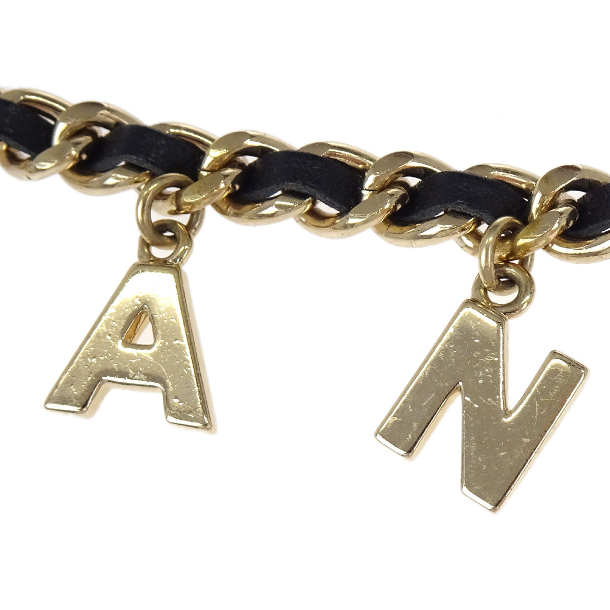 Chanel Logo Chain Belt Gold Black 05V Small Good