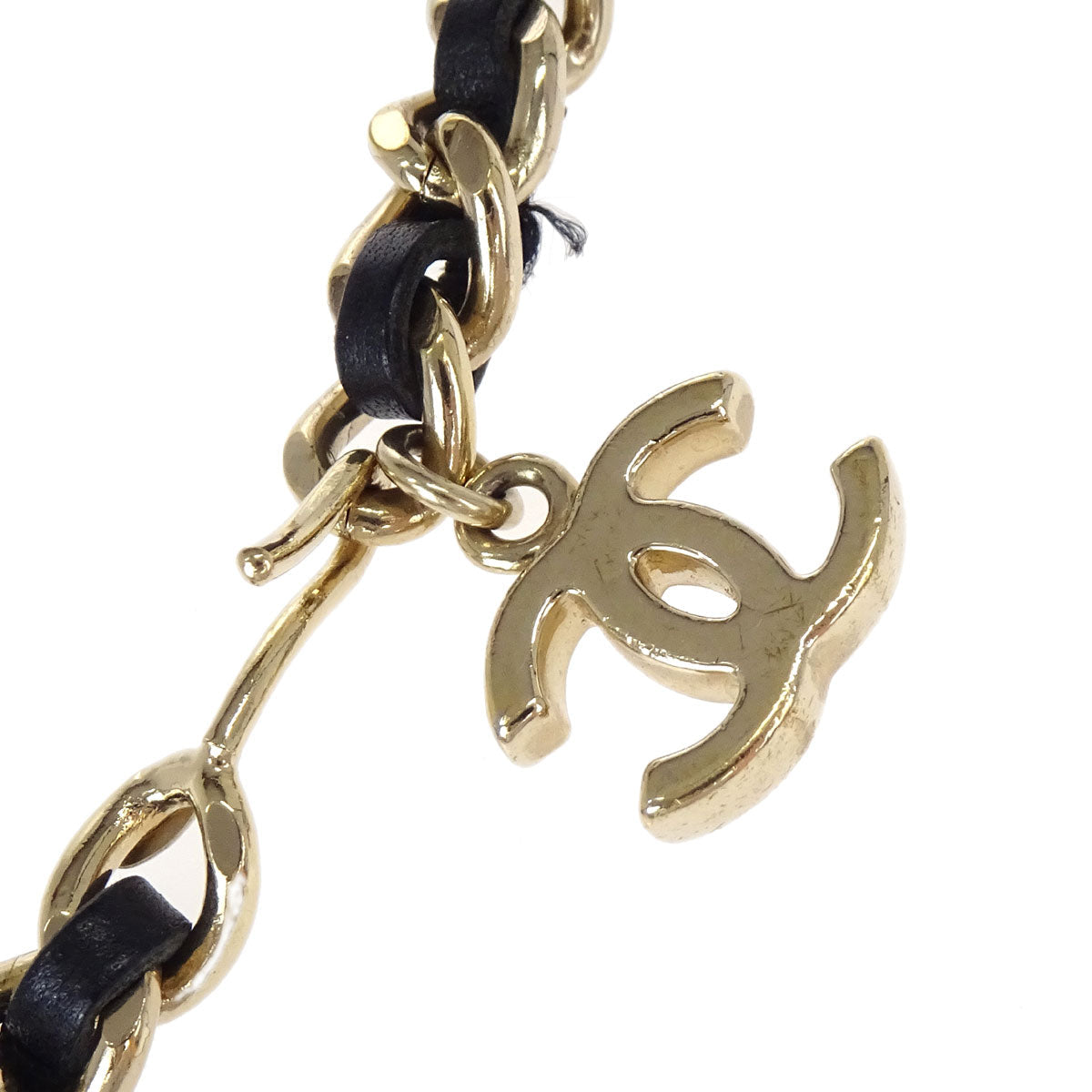 Chanel Logo Chain Belt Gold Black 05V Small Good