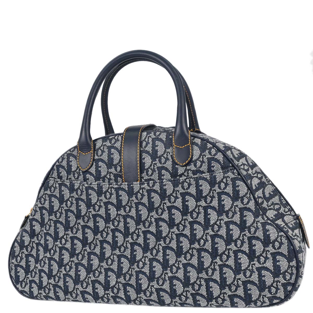 Christian Dior Navy Canvas Trotter Double Saddle Handbag
