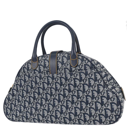Christian Dior Navy Canvas Trotter Double Saddle Handbag