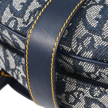 Christian Dior Navy Canvas Trotter Double Saddle Handbag