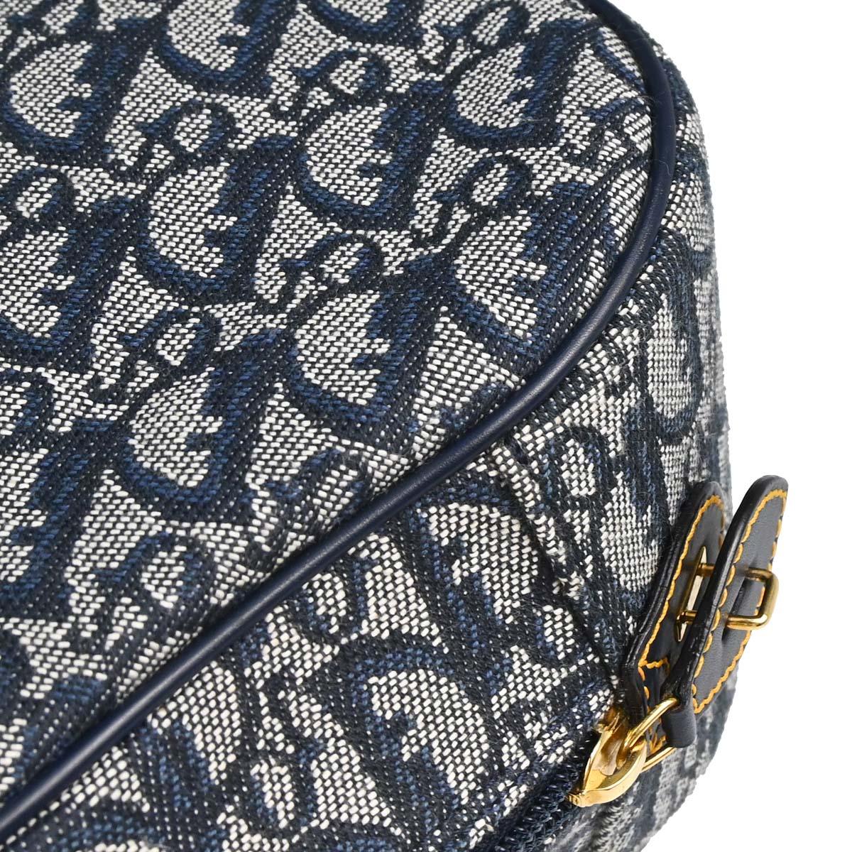 Christian Dior Navy Canvas Trotter Double Saddle Handbag