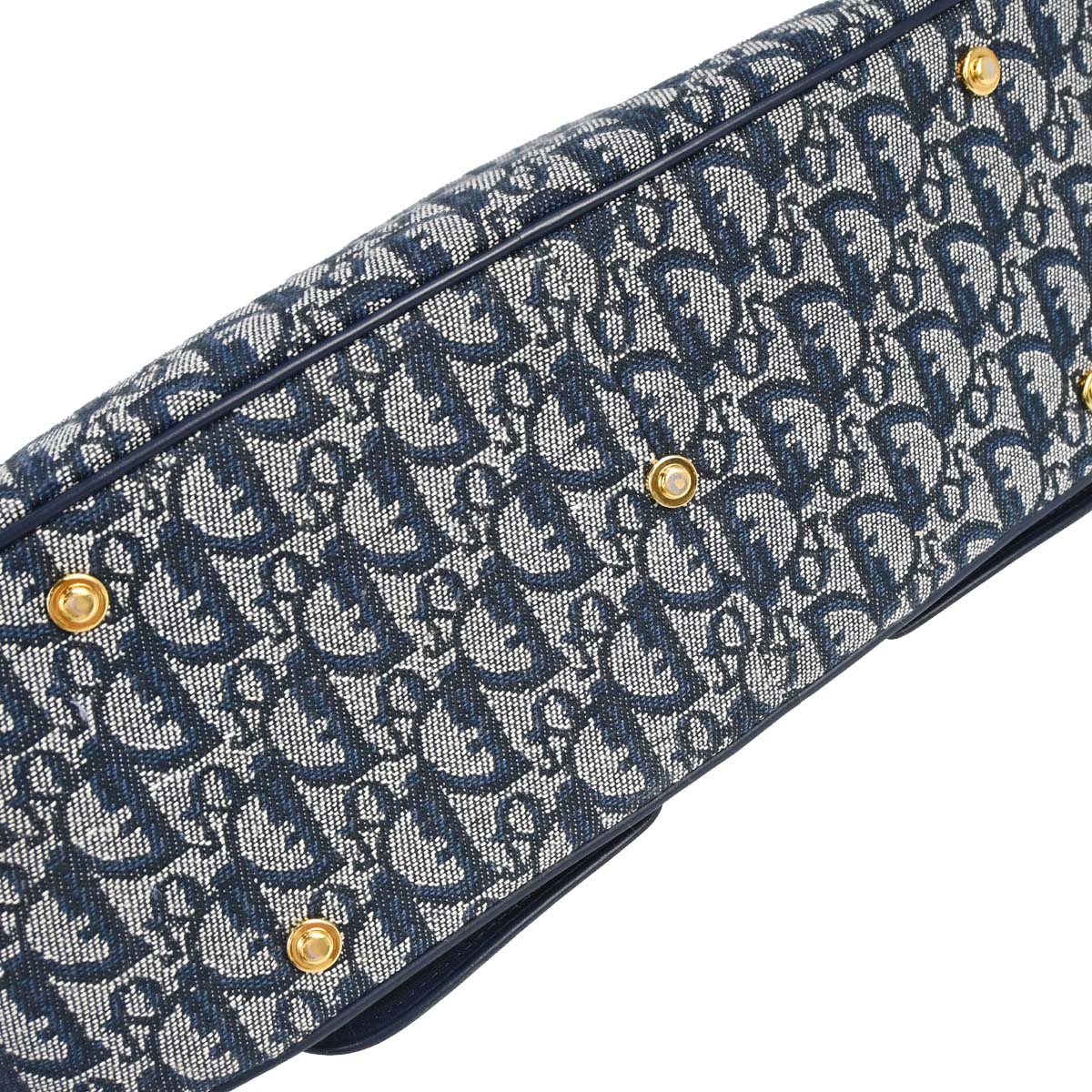 Christian Dior Navy Canvas Trotter Double Saddle Handbag