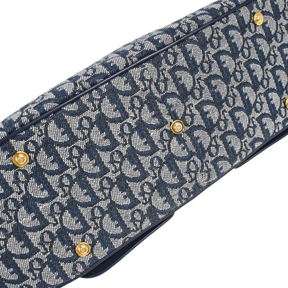 Christian Dior Navy Canvas Trotter Double Saddle Handbag