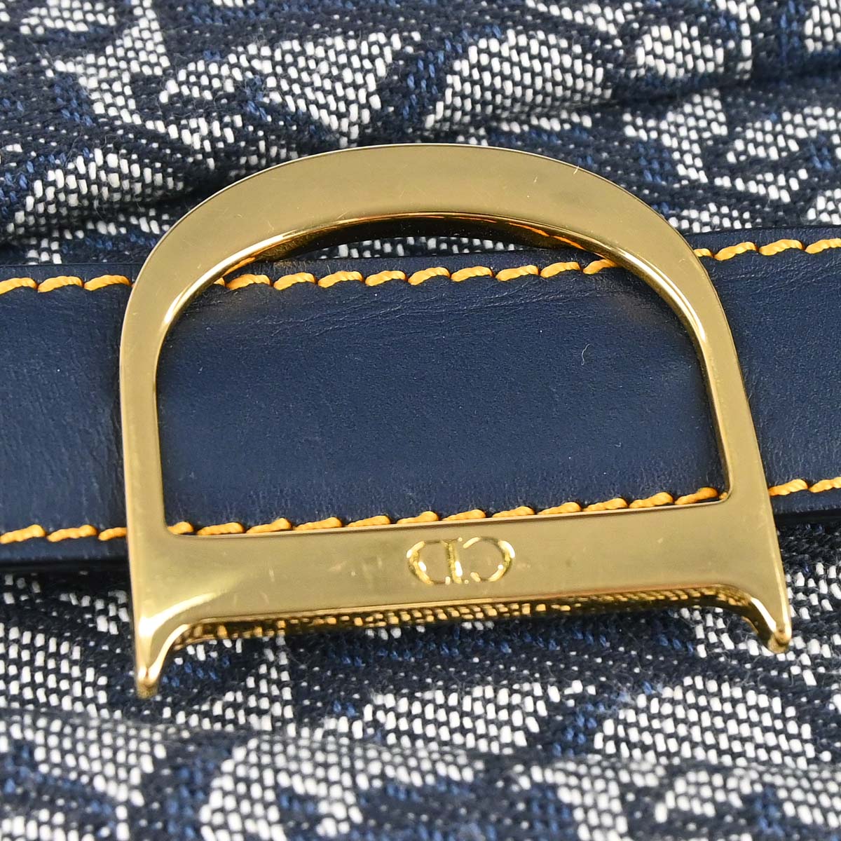 Christian Dior Navy Canvas Trotter Double Saddle Handbag