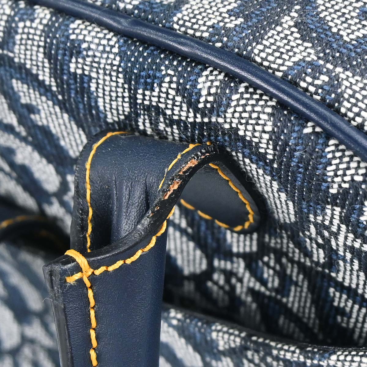 Christian Dior Navy Canvas Trotter Double Saddle Handbag