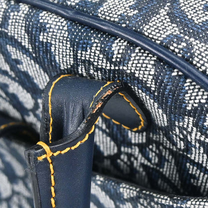 Christian Dior Navy Canvas Trotter Double Saddle Handbag