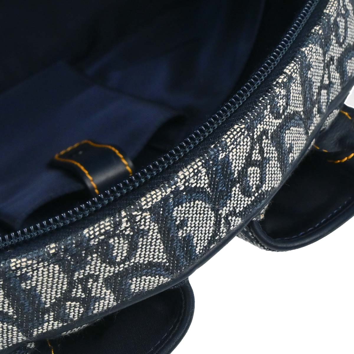 Christian Dior Navy Canvas Trotter Double Saddle Handbag