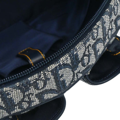 Christian Dior Navy Canvas Trotter Double Saddle Handbag