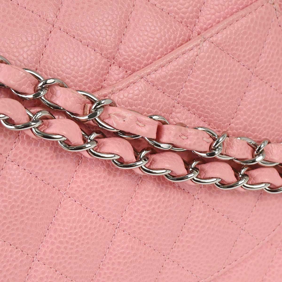 Chanel 2005-2006 Pink Caviar Skin Medium Classic Double Flap Shoulder Bag