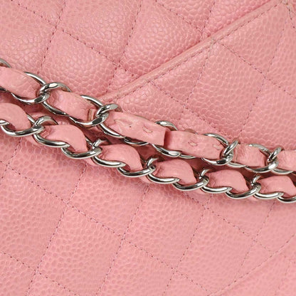 Chanel 2005-2006 Pink Caviar Skin Medium Classic Double Flap Shoulder Bag