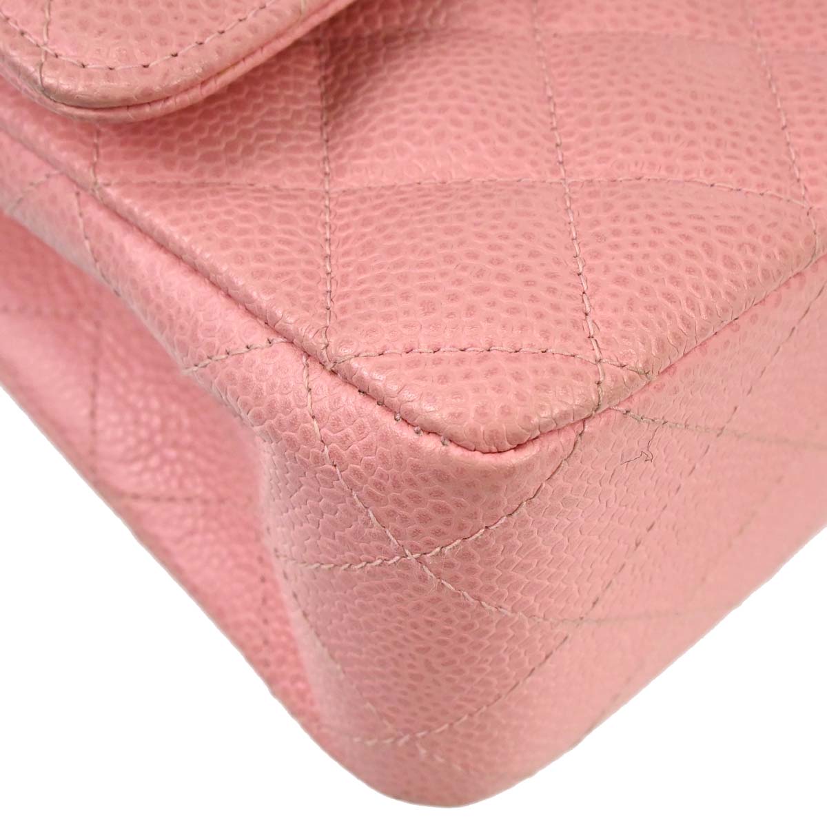 Chanel 2005-2006 Pink Caviar Skin Medium Classic Double Flap Shoulder Bag