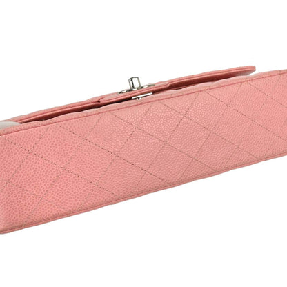 Chanel 2005-2006 Pink Caviar Skin Medium Classic Double Flap Shoulder Bag