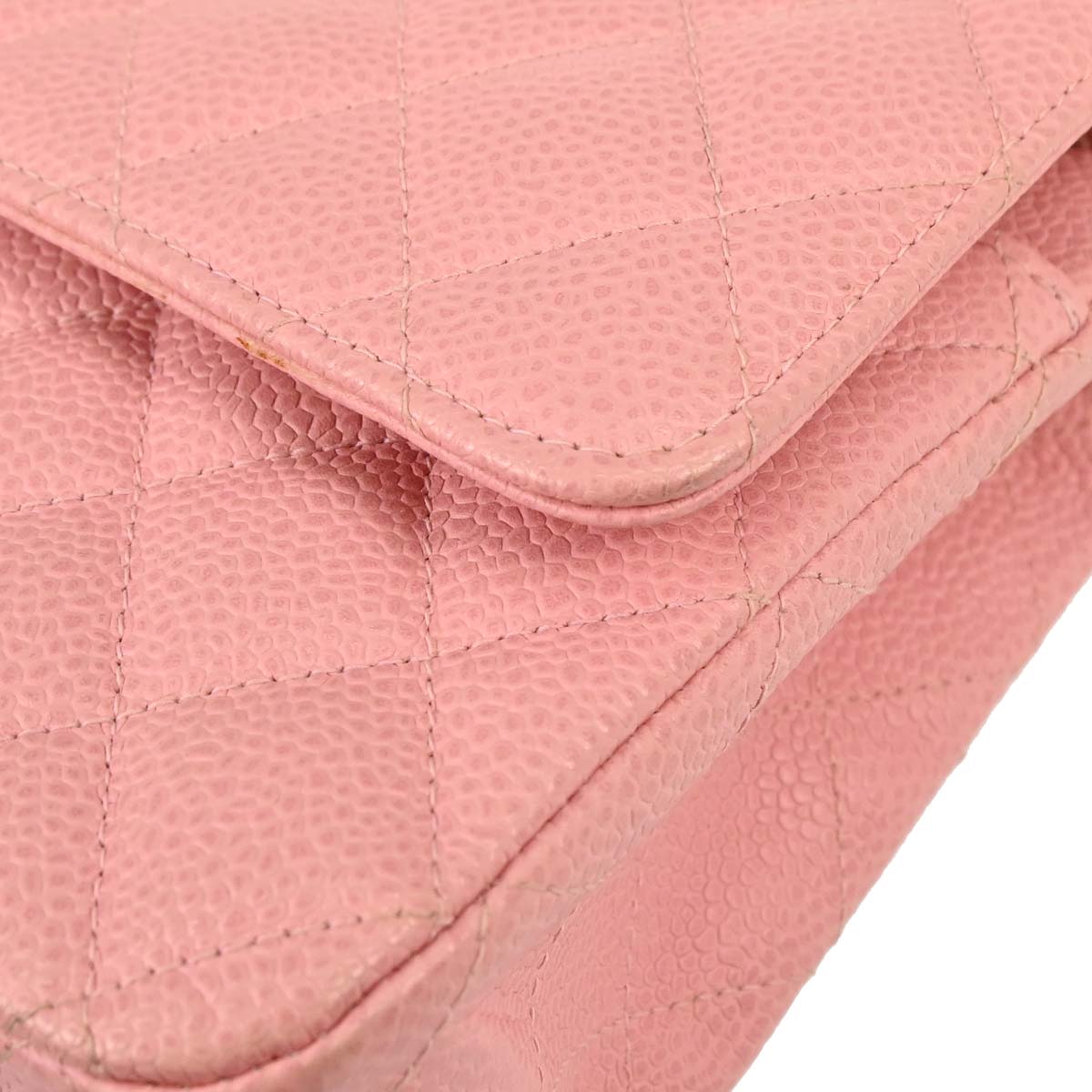 Chanel 2005-2006 Pink Caviar Skin Medium Classic Double Flap Shoulder Bag