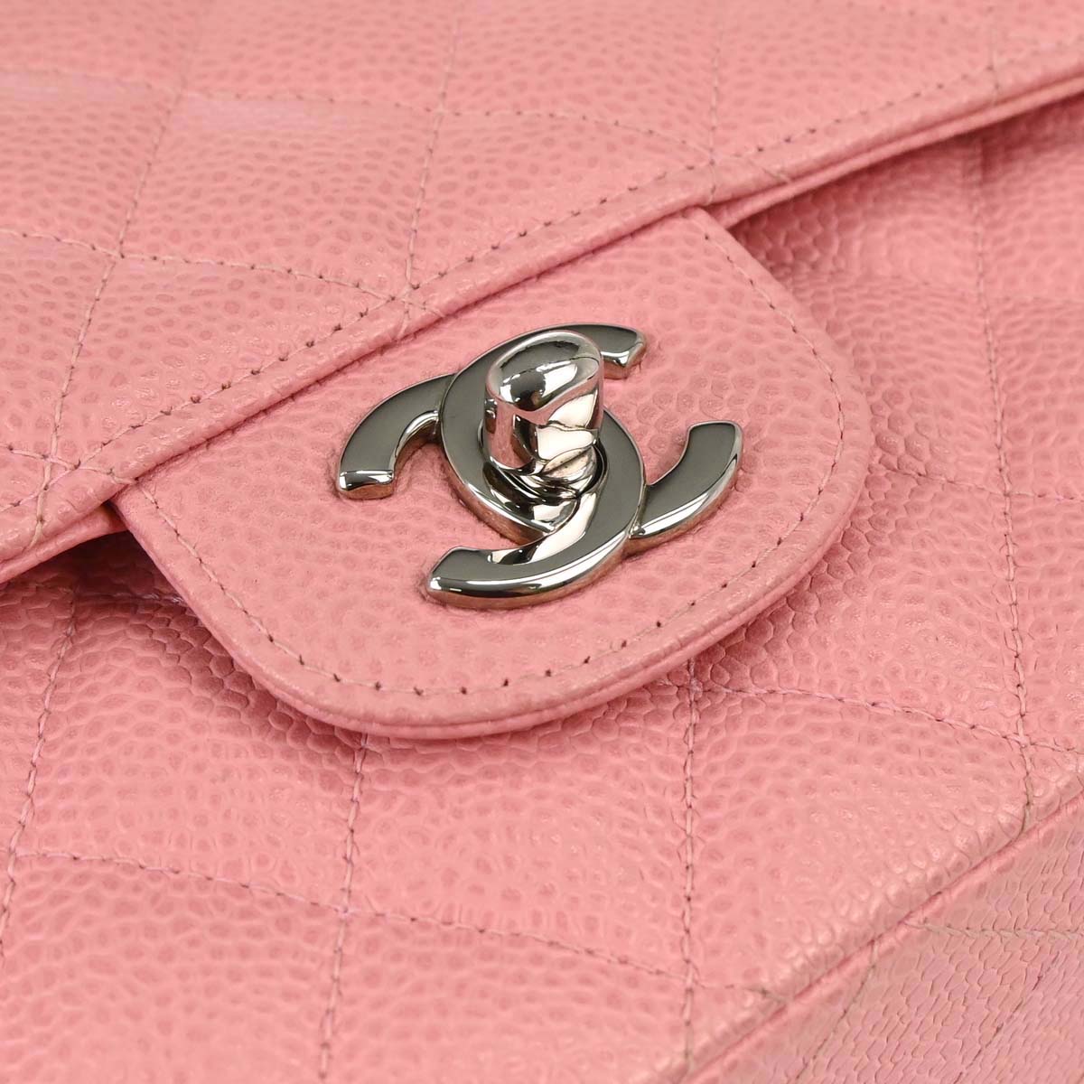 Chanel 2005-2006 Pink Caviar Skin Medium Classic Double Flap Shoulder Bag