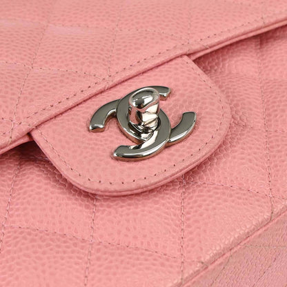 Chanel 2005-2006 Pink Caviar Skin Medium Classic Double Flap Shoulder Bag