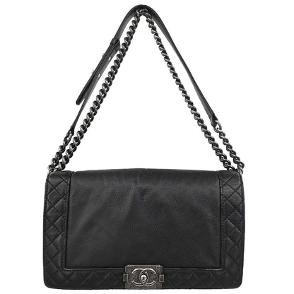 Boy Chanel 2013-2014 Black Lambskin Medium Shoulder Bag