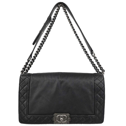 Boy Chanel 2013-2014 Black Lambskin Medium Shoulder Bag