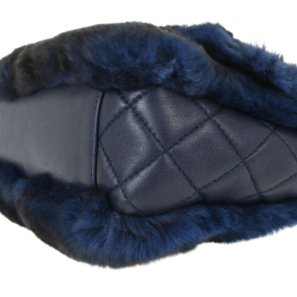 Chanel 2015-2016 Navy Rabbit Fur Shoulder Bag