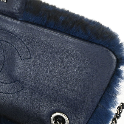 Chanel 2015-2016 Navy Rabbit Fur Shoulder Bag