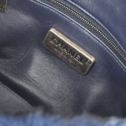 Chanel 2015-2016 Navy Rabbit Fur Shoulder Bag