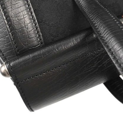 Gucci Black GG Canvas Bamboo Handbag