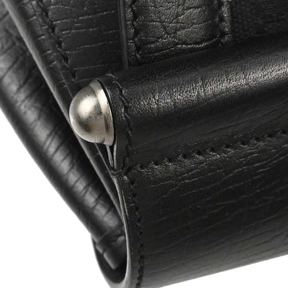 Gucci Black GG Canvas Bamboo Handbag