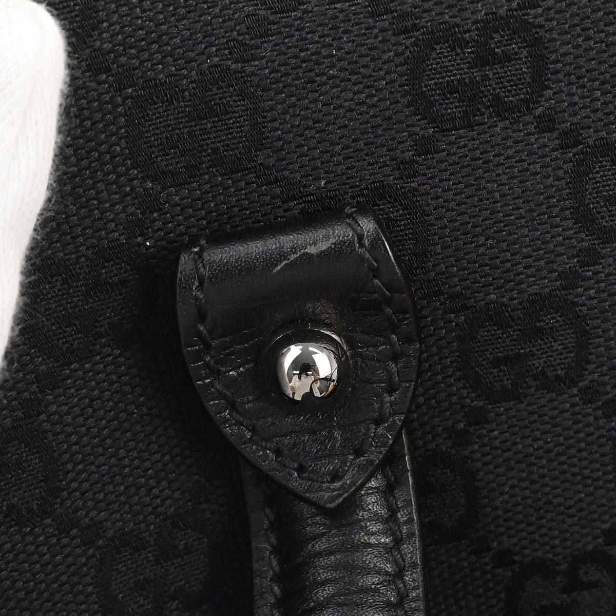 Gucci Black GG Canvas Bamboo Handbag