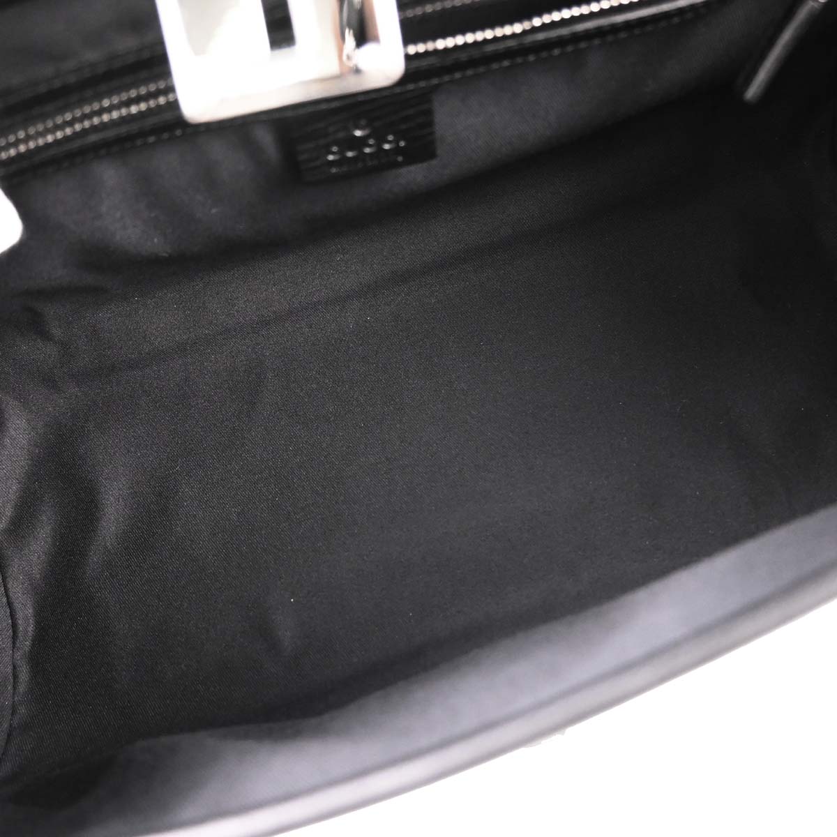 Gucci Black GG Canvas Bamboo Handbag