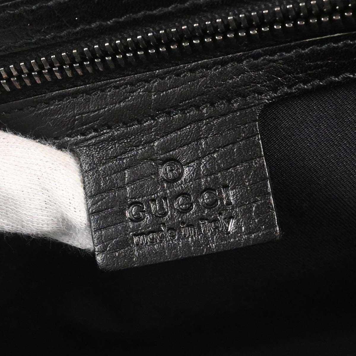 Gucci Black GG Canvas Bamboo Handbag