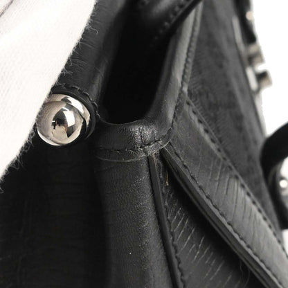 Gucci Black GG Canvas Bamboo Handbag