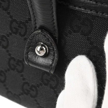 Gucci Black GG Canvas Bamboo Handbag