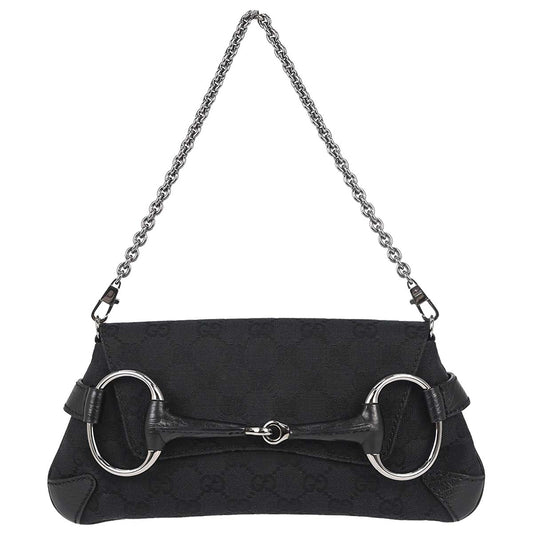 Gucci Black GG Canvas Horsebit Handbag