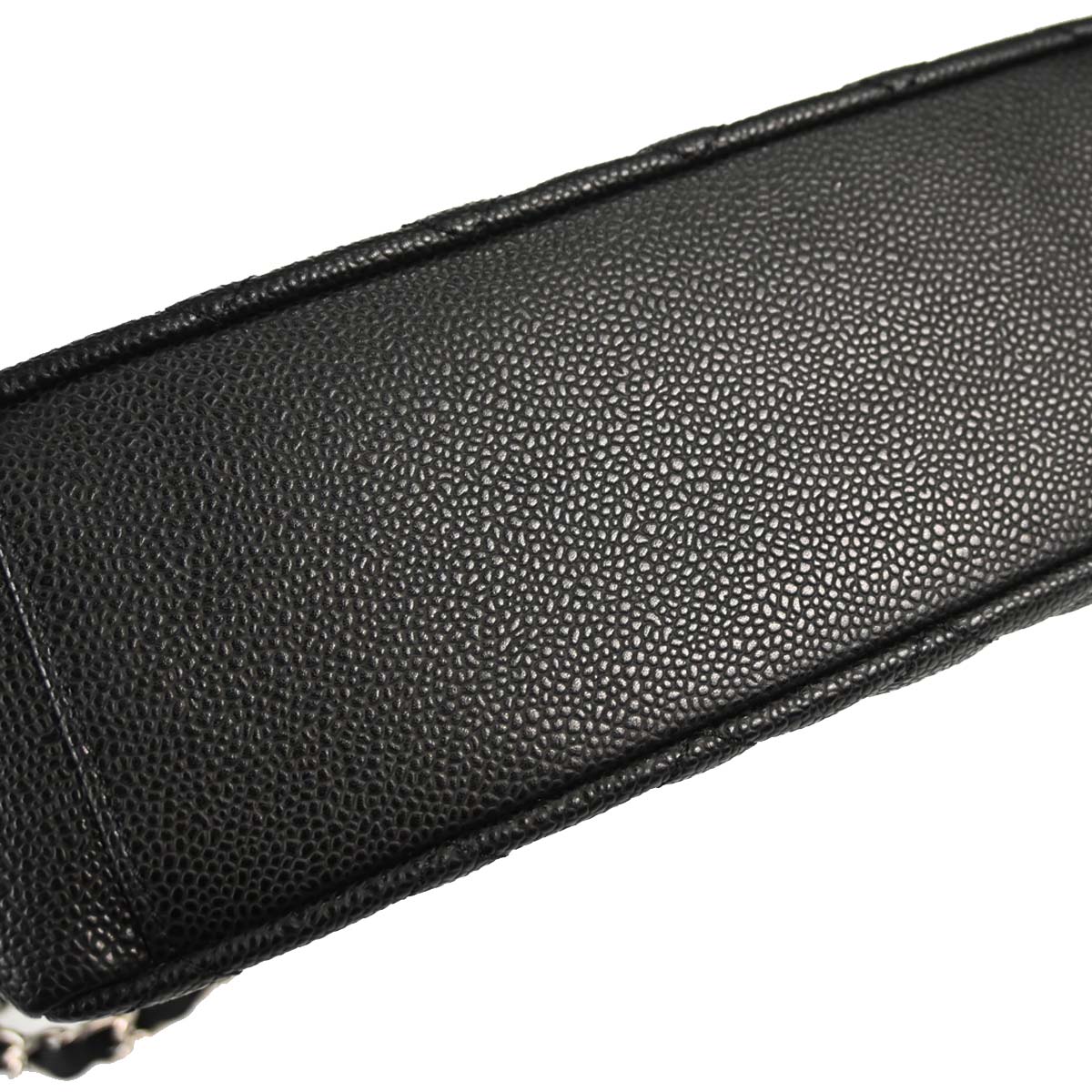 Chanel 2009-2010 Black Caviar Skin Petite Shopping Tote PST Chain Handbag