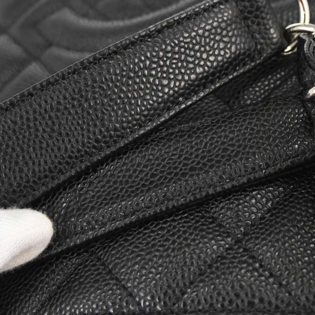 Chanel 2009-2010 Black Caviar Skin Petite Shopping Tote PST Chain Handbag
