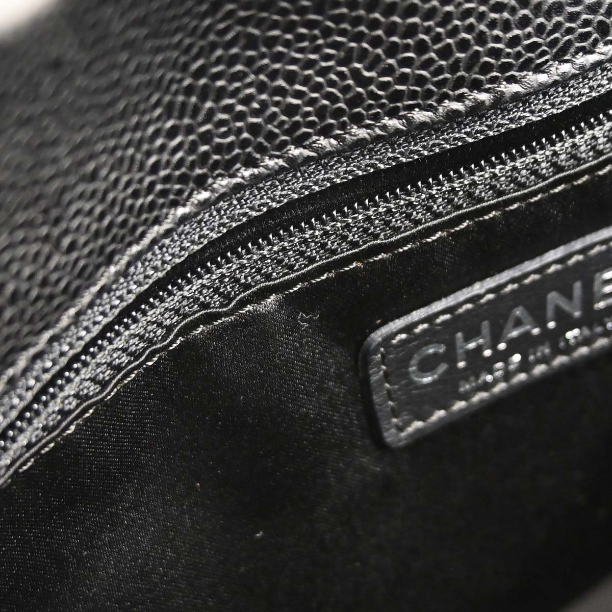 Chanel 2009-2010 Black Caviar Skin Petite Shopping Tote PST Chain Handbag