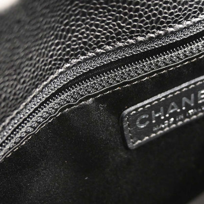 Chanel 2009-2010 Black Caviar Skin Petite Shopping Tote PST Chain Handbag