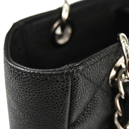 Chanel 2009-2010 Black Caviar Skin Petite Shopping Tote PST Chain Handbag