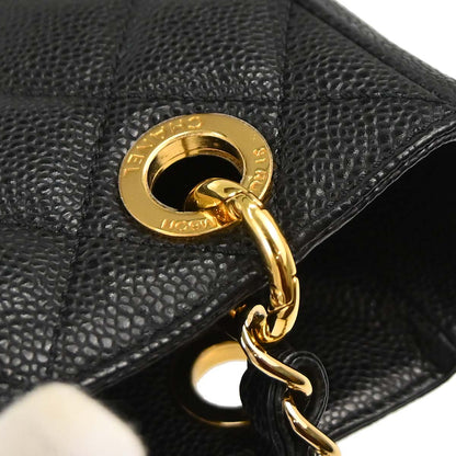 Chanel 2010-2011 Black Caviar Skin Petite Shopping Tote PST Chain Handbag