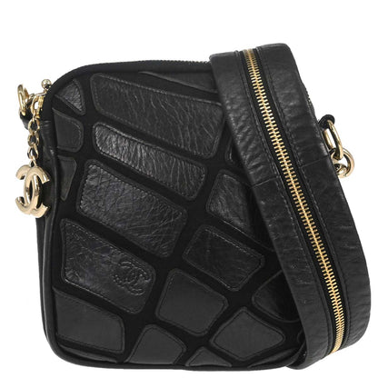 Chanel 2008-2009 Black Lambskin Jersey Scales Shoulder Bag