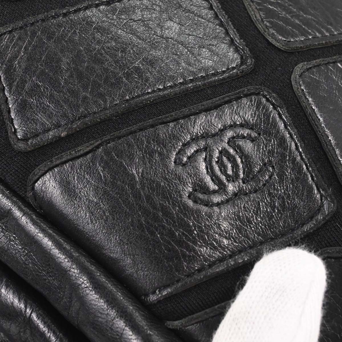 Chanel 2008-2009 Black Lambskin Jersey Scales Shoulder Bag