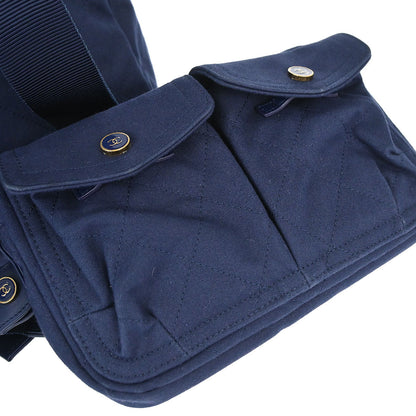 Chanel Navy Canvas Double Waist Bag Backpack