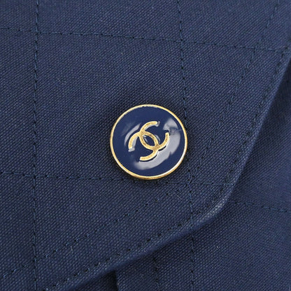 Chanel Navy Canvas Double Waist Bag Backpack